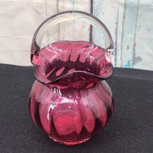 Blown Glass Basket with colorless handle